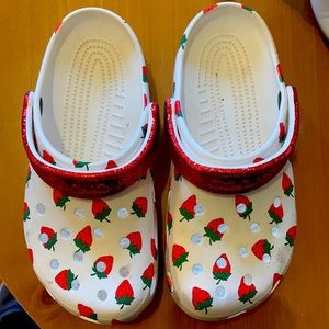 Strawberry themed crocs.  Size J5.  Worn twice!